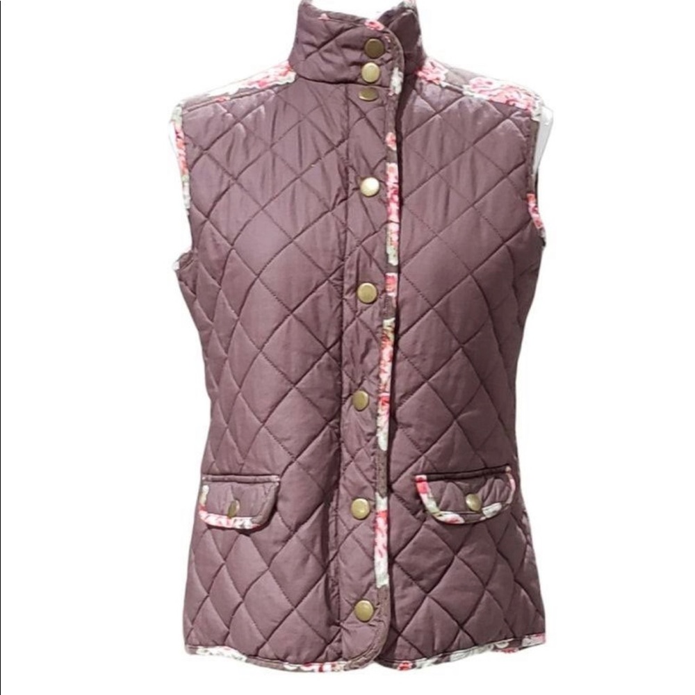 Matilda Jane Brown Reversible Quilted Vest Boho Style SZ M